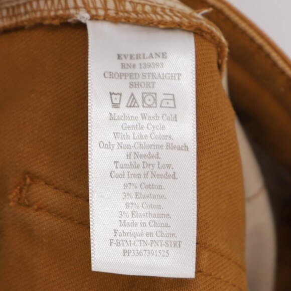 EVERLANE Cropped Straight Short Pant Golden Brown Size 2 - Picture 7 of 10